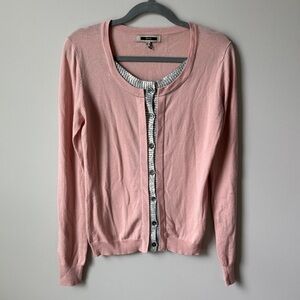 Elegant Pink Cardigan with Silver Sequin Accents